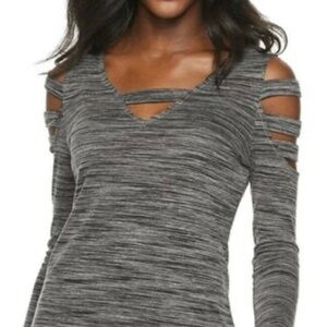 Rock and Republic XL off shoulders strapy  cut out long sleeves, v/neck NWOT